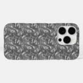 装飾的なシルバーグレーとブラックのアブストラクト Case-Mate iPhoneケース (裏面 (横))