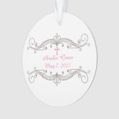 装飾的なスクロールオーナメント、宗教ピンクの十字 オーナメント (正面)