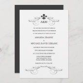 装飾的なスクロール（紋章の）フラ・ダ・リの結婚式招待状 招待状 (正面/裏面)