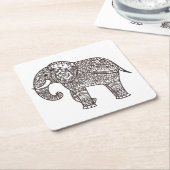 装飾的なスタイル象 スクエアペーパーコースター (アングル)