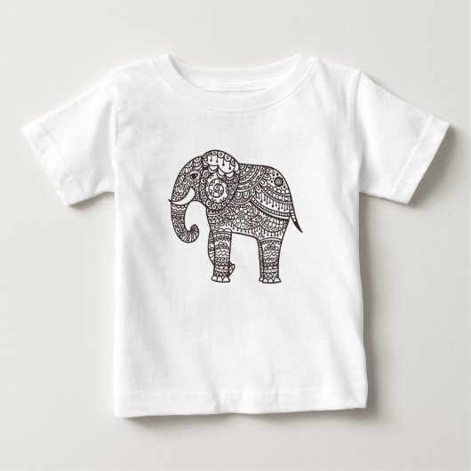 装飾的なスタイル象 ベビーTシャツ (正面)