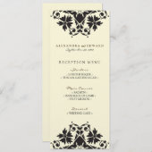 装飾的なスタンプの結婚式の受付メニュー(黒) メニュー (正面/裏面)