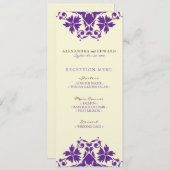 装飾的なスタンプの結婚式の披露宴メニュー（紫） 招待状 (正面/裏面)