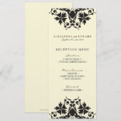 装飾的なスタンプの結婚式の披露宴メニュー（黒） メニュー (正面/裏面)