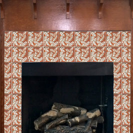 装飾的なセラミックタイル、錆びた色と白の葉 タイル