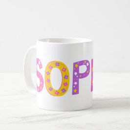 装飾的なソフィーの花スターピンク紫グラフィック コーヒーマグカップ