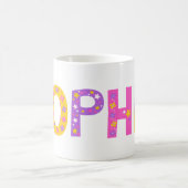 装飾的なソフィーの花スターピンク紫グラフィック コーヒーマグカップ (中央)