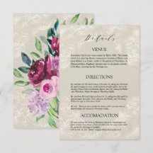 装飾的なダブグレーのワイン＆ピンクのバラのウェディング