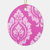 装飾的なダマスク織の芸術I -暗いピンクのライト セラミックオーナメント (左)