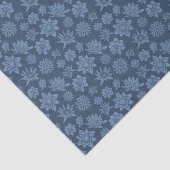 装飾的なダークブルーの花柄 薄葉紙 (詳細)