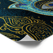 装飾的なハンサーハンドとペイズリー背景 ポスター (角)