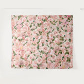 装飾的なバラ色のピンクゴールドの輝きを帯びたボタニカルなデザイン タペストリー (正面(横))