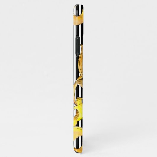 装飾的なバロックストライプと名前の付いた模様 iPhoneケース (右側)