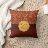 装飾的なバーガンディ及び金ゴールドのモノグラムの装飾用クッション クッション (ブランケット)