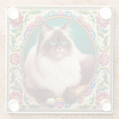 装飾的なバードマンカラフルキャッ縁どクの花 ガラスコースター (裏面)