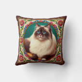 装飾的なバードマンカラフルキャッ縁どクの花 クッション (裏面)