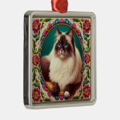 装飾的なバードマンカラフルキャッ縁どクの花 メタルオーナメント (右)