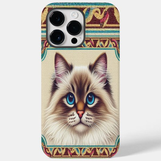 装飾的なバーマンカラフル猫フレーム縁ど Case-Mate iPhoneケース (裏面)