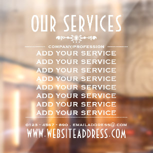 装飾的なビジネスサービスと情報 ウィンドウサイン