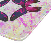 装飾的なピンクと紫のカラフル蝶 カッティングボード (角)
