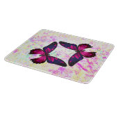 装飾的なピンクと紫のカラフル蝶 カッティングボード (角)