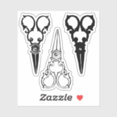 装飾的なファンシーな昔ながらのハサミ3組 シール (シート)