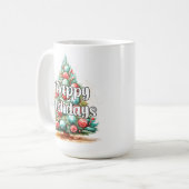 装飾的なファンタジー ホリデークリスマスツリー コーヒーマグカップ (正面左)