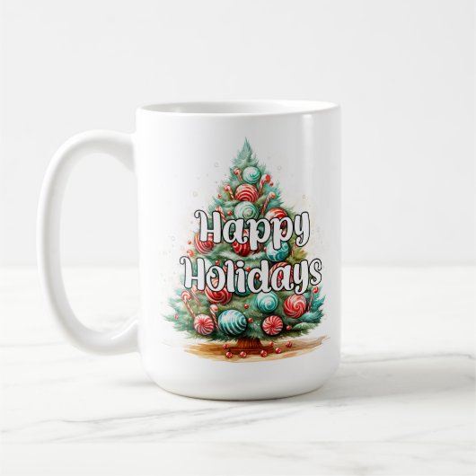 装飾的なファンタジー ホリデークリスマスツリー コーヒーマグカップ (左)