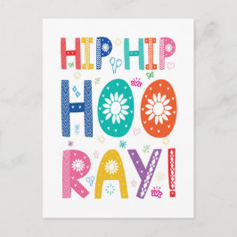 （装飾的なフォントで）ヒップヒップフレー！おめでとう！ ポストカード