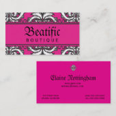 装飾的なフレームが付いている顕著なピンクのダマスク織 名刺 (正面/裏面)
