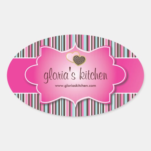 装飾的なベーカリーの値段のステッカー 楕円形シール (正面)