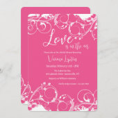 装飾的なホットピンク 招待状 (正面/裏面)