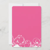 装飾的なホットピンク 招待状 (裏面)