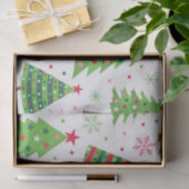 装飾的なホリデーグリーンのクリスマスツリーパターン  薄葉紙 (ギフト)