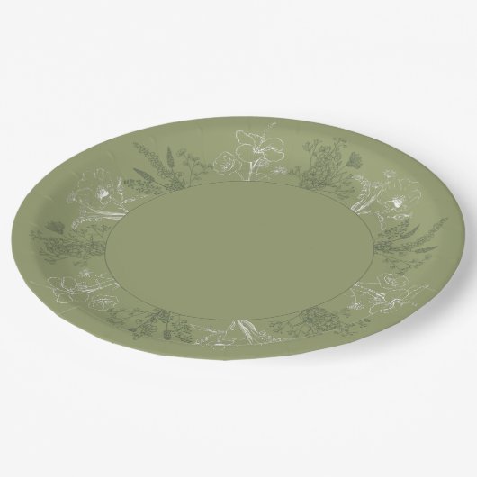 装飾的なボホフローラセージ紙プレート ペーパープレート (アングル)