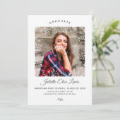 装飾的なボーダー写真の卒業の発表 案内状 (スタンド正面)