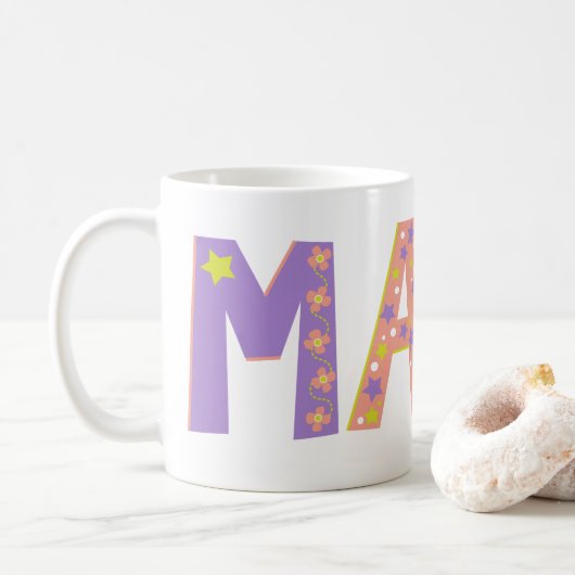 装飾的なマヤの花と星のマグカップ コーヒーマグカップ (ドーナツ)