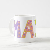 装飾的なマヤの花と星のマグカップ コーヒーマグカップ (正面左)
