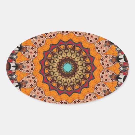 装飾的なマンダラ 楕円形シール (正面)