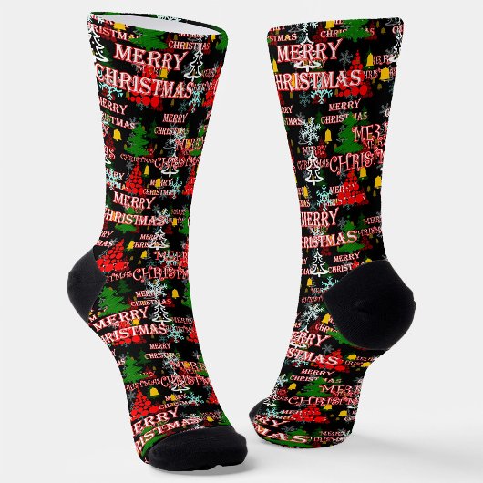 装飾的なメリークリスマステキストパターン デザイン ソックス