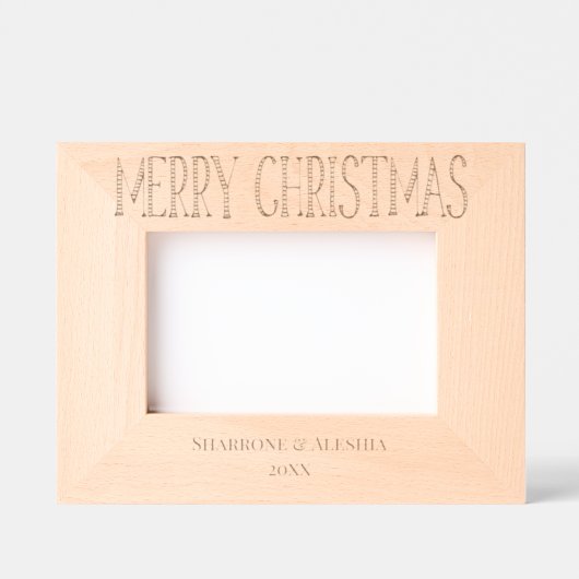 装飾的なメリークリスマスパーソナライズされた写真 レーザー彫刻フレーム (正面)