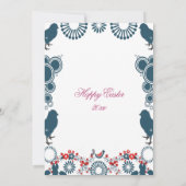 装飾的なモチーフのイースターブランチの雛の鳥フローラ 招待状 (裏面)