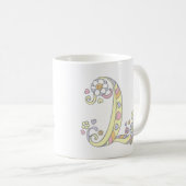 装飾的なモノグラムLハートおよび花のマグ コーヒーマグカップ (正面右)