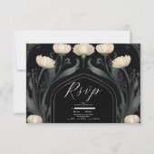 装飾的なヨーロッパのフローラ結婚アールヌーボー 出欠カード (正面)