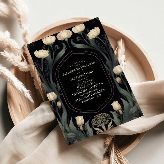 装飾的なヨーロッパのフローラ結婚アールヌーボー 招待状