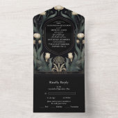 装飾的なヨーロッパの花の新芸術様式の結婚式 オールインワン招待状 (内側)