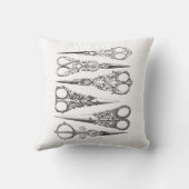 装飾的なヴィンテージのはさみのエレガントな白黒 クッション (裏面)