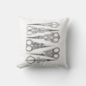 装飾的なヴィンテージのはさみのエレガントな白黒 クッション (正面)
