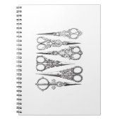 装飾的なヴィンテージのはさみのエレガントな白黒 ノートブック (正面)