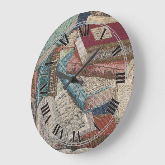 装飾的なヴィンテージの本の背景の柱時計 ラージ壁時計 (傾斜)